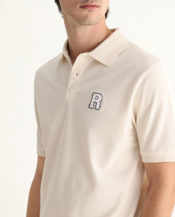 Rare Rabbit Men Otes Off White Short Sleeve Regular Fit Embroidered Branding Plain Polo