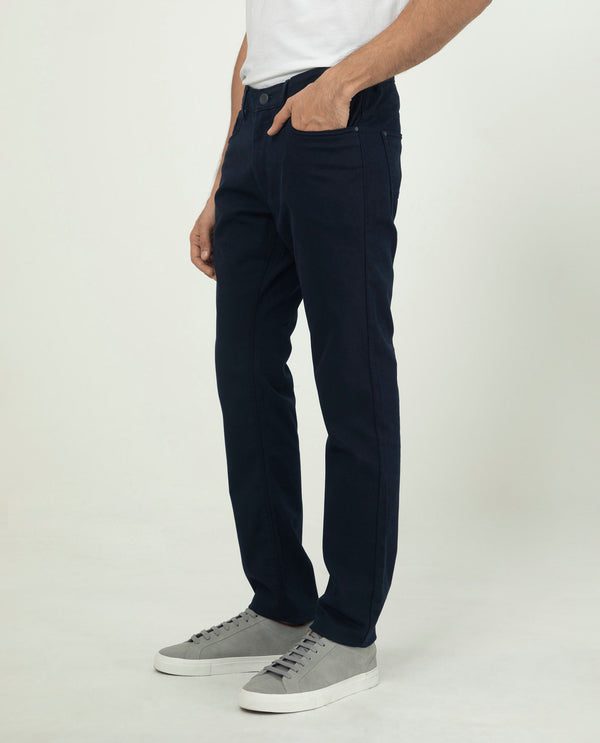 Rare Rabbit Men's Poke-2 Navy Solid Mid-Rise Regular Fit Trouser