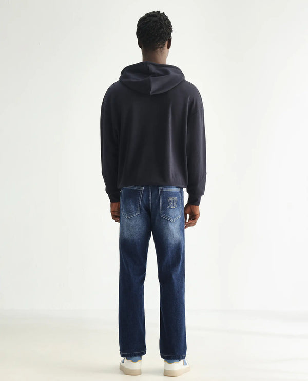 Rare Rabbit Men's Polin Blue Mid Wash Mid-Rise Regular Fit Jeans