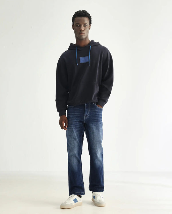 Rare Rabbit Men's Polin Blue Mid Wash Mid-Rise Regular Fit Jeans