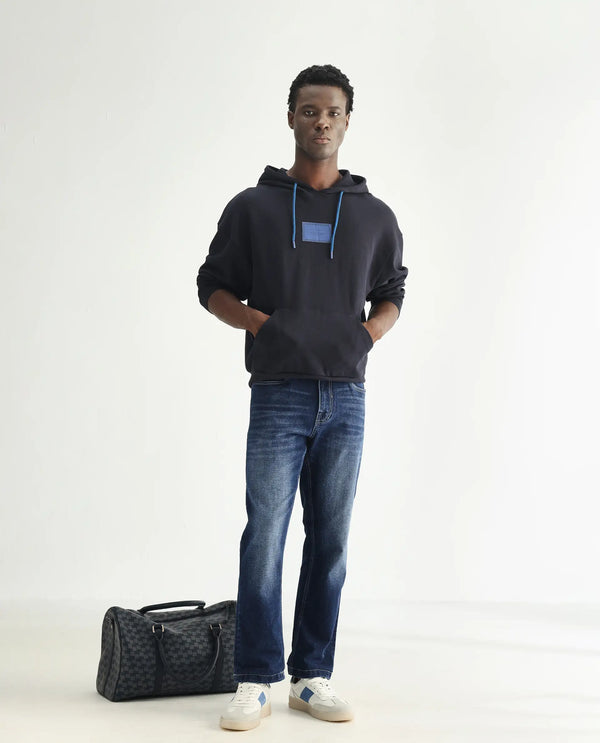 Rare Rabbit Men's Polin Blue Mid Wash Mid-Rise Regular Fit Jeans