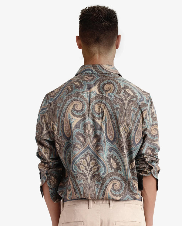 Rare Rabbit Men Rave Green Full Sleeve Regular Fit Paisley Print Shirt