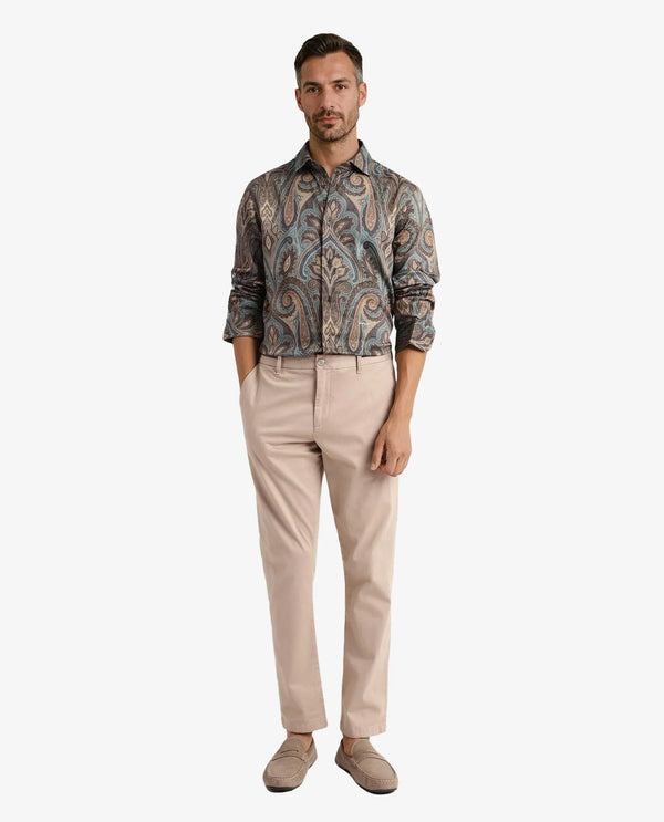 Rare Rabbit Men Rave Green Full Sleeve Regular Fit Paisley Print Shirt