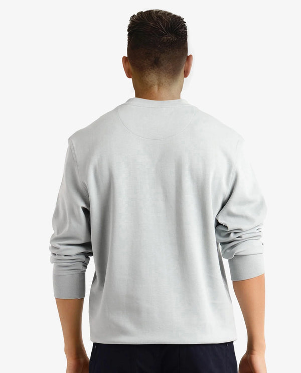 Rare Rabbit Men Ref Light Grey Cotton Full Sleeve Crew Neck Regular Fit HD Print Logo Sweatshirt