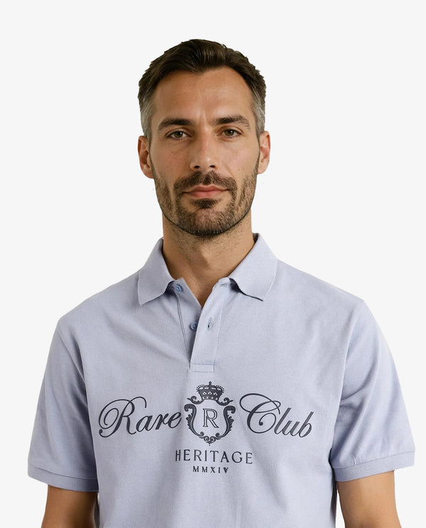 Rare Rabbit Men Rem Light Blue Cotton Fabric Short Sleeve Regular Fit HD Print Branded Polo
