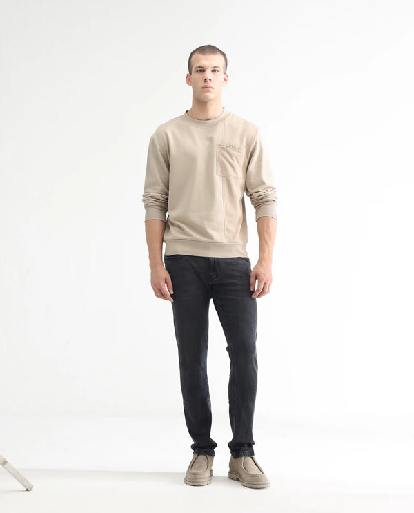 Rare Rabbit Men's Reney Black Mid Wash Mid-Rise Slim Fit Jeans