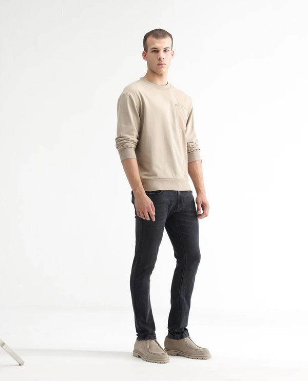 Rare Rabbit Men's Reney Black Mid Wash Mid-Rise Slim Fit Jeans