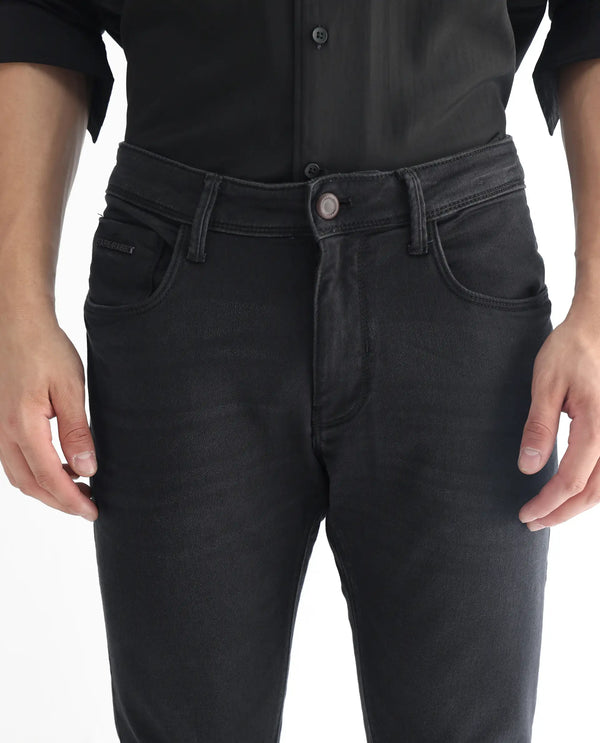 Rare Rabbit Men's Riom Dark Grey Dark Wash Slim Fit Jeans
