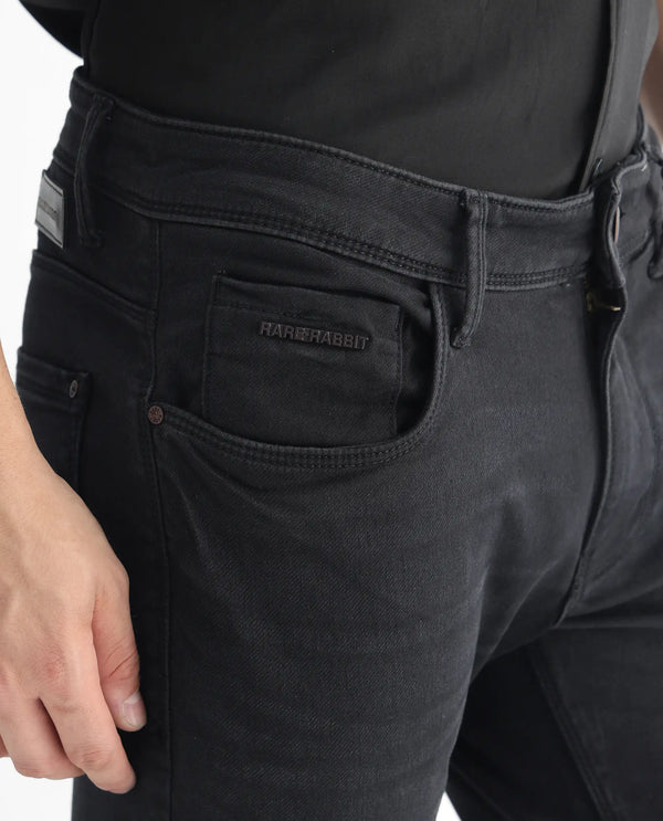 Rare Rabbit Men's Riom Dark Grey Dark Wash Slim Fit Jeans