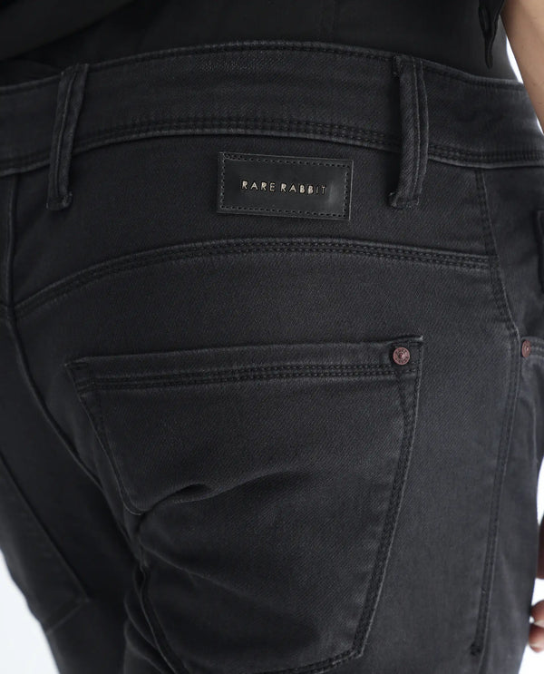 Rare Rabbit Men's Riom Dark Grey Dark Wash Slim Fit Jeans