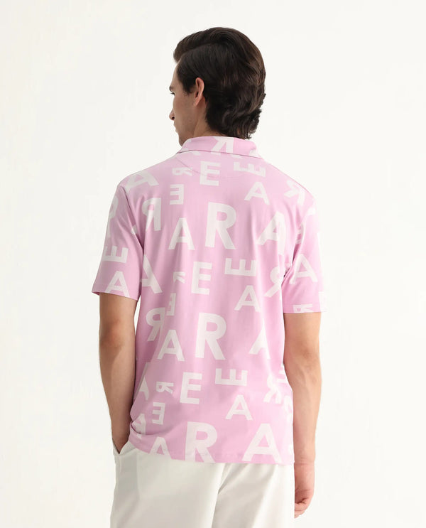 Rare Rabbit Men's Rocha Pastel Purple Cotton Lycra Fabric Collared Neck Half Sleeves Statement Polo T-Shirt