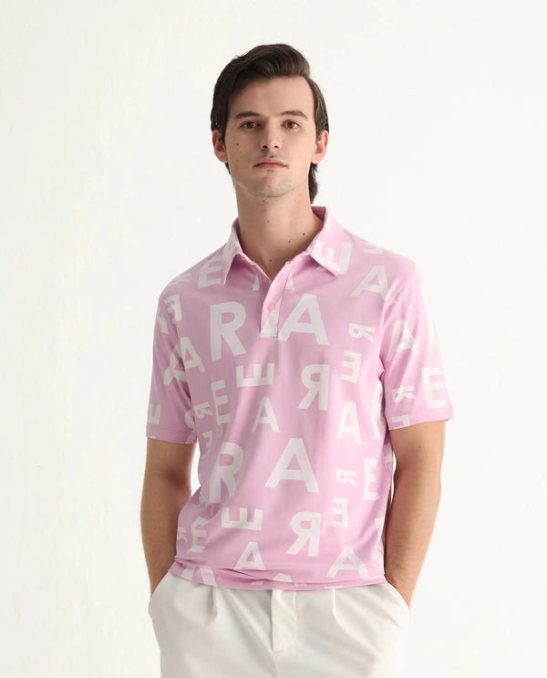 Rare Rabbit Men's Rocha Pastel Purple Cotton Lycra Fabric Collared Neck Half Sleeves Statement Polo T-Shirt