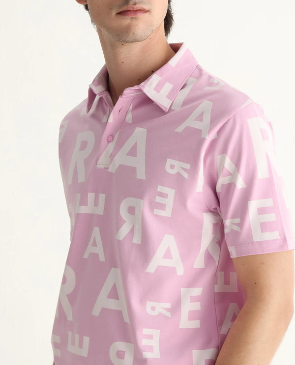 Rare Rabbit Men's Rocha Pastel Purple Cotton Lycra Fabric Collared Neck Half Sleeves Statement Polo T-Shirt