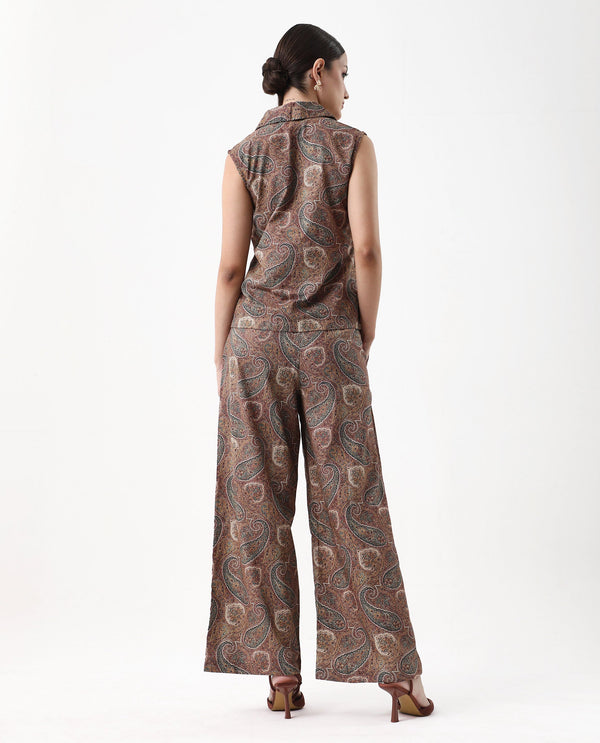 Rareism Women Ronoro-B Multi 100% Cotton Fabric Straight Fit Paisley Print Trouser
