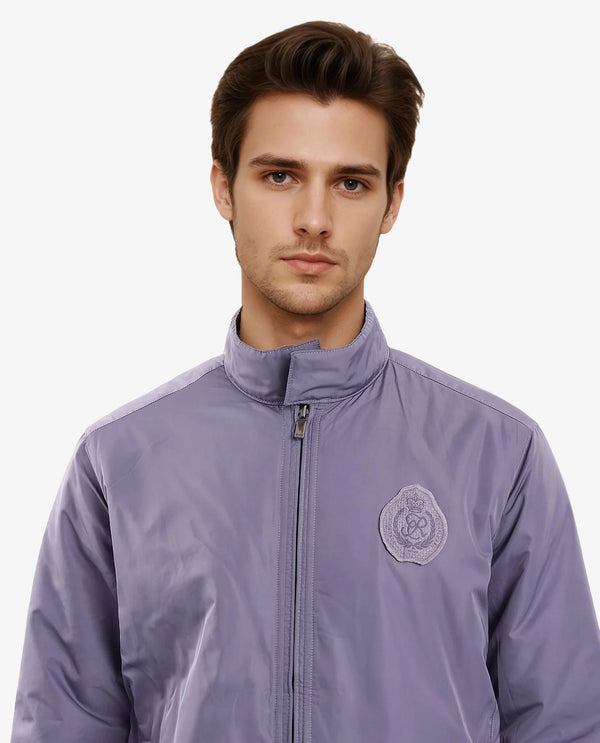Rare Rabbit Men Royban-2 Black Polyester Fabric Full Sleeve High Neck Zipper Closure Plain Reversible Jacket