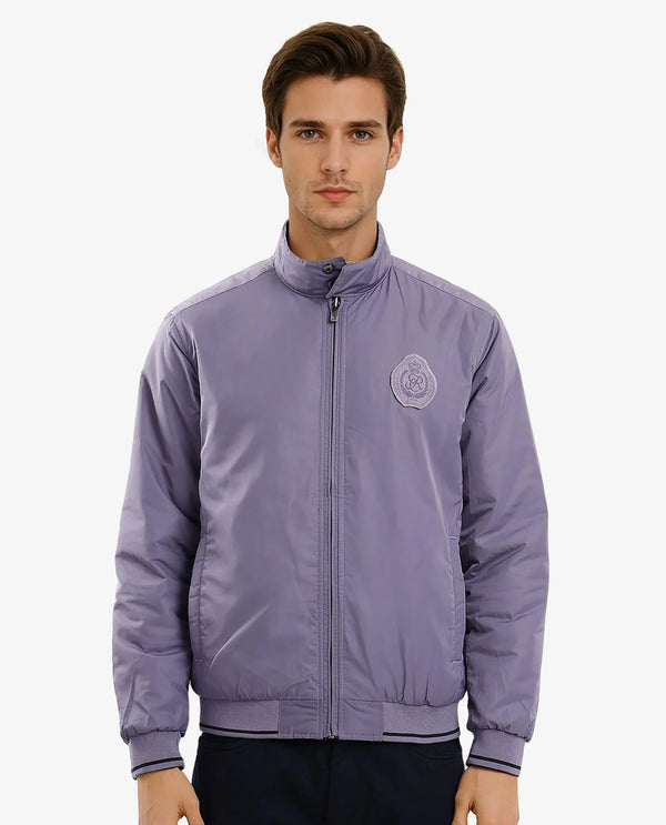 Rare Rabbit Men Royban-2 Black Polyester Fabric Full Sleeve High Neck Zipper Closure Plain Reversible Jacket