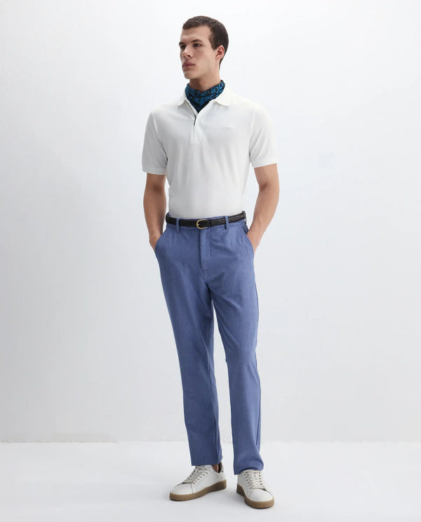Rare Rabbit Men Salis-2 White Cotton Fabric Collared Neck Zipper And Snap Button Closure Half Sleeves Polo T-Shirt