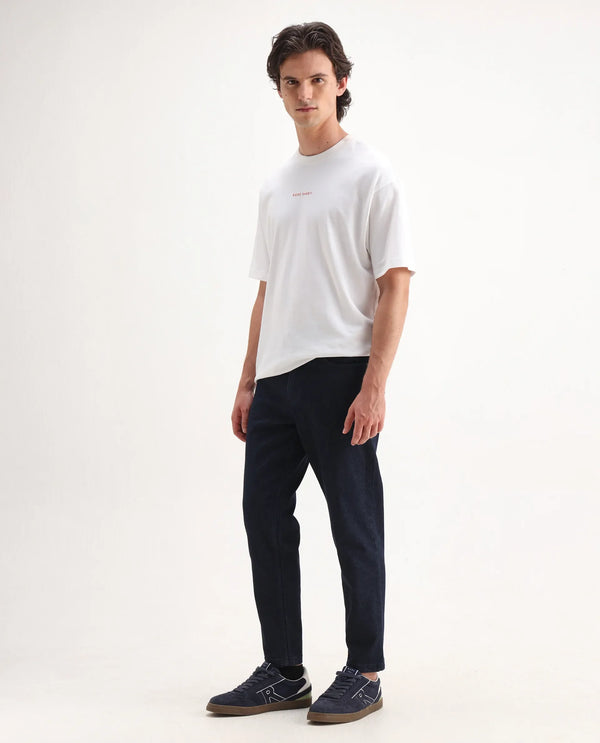 Rare Rabbit Men's Sam Dark Blue Dark Wash Mid-Rise Carrot Fit Jeans