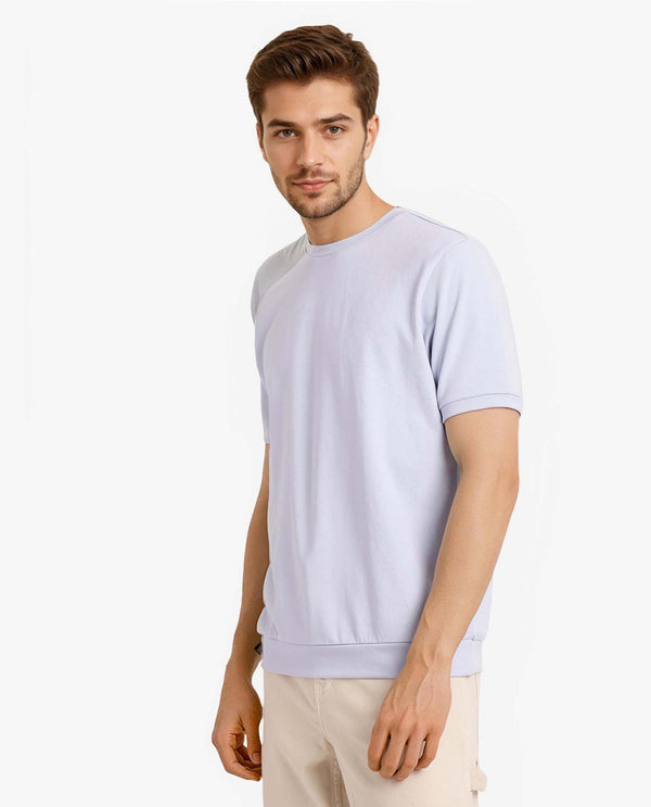 Rare Rabbit Men's Sorp Light Blue Cotton Fabric Short Sleeve Crew Neck Oversized Fit Back Embroidered T-Shirt