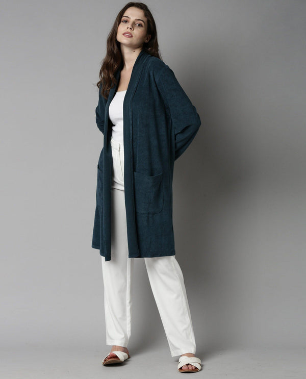 Rareism Women Sesh Blue Overlayer Knit Fabric Solid