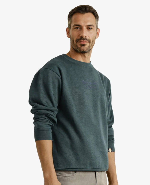 Rare Rabbit Men Tamar Dark Green Full Sleeve Crew Neck Plain Sweatshirt