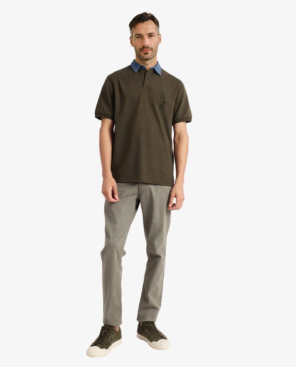 Rare Rabbit Men Tem Dark Olive Short Sleeve Collared Neck Button Closure Plain Polo