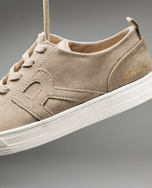 Rare Rabbit Mens Sauron Beige Round Toe Premium Suede Lace Up Low Top Sneaker Shoes