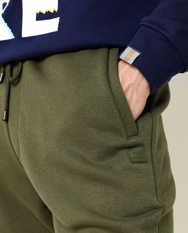 Rare Rabbit Men's Chase Olive Cotton Polyester Fabric Drawstring Slim Fit Track Pant