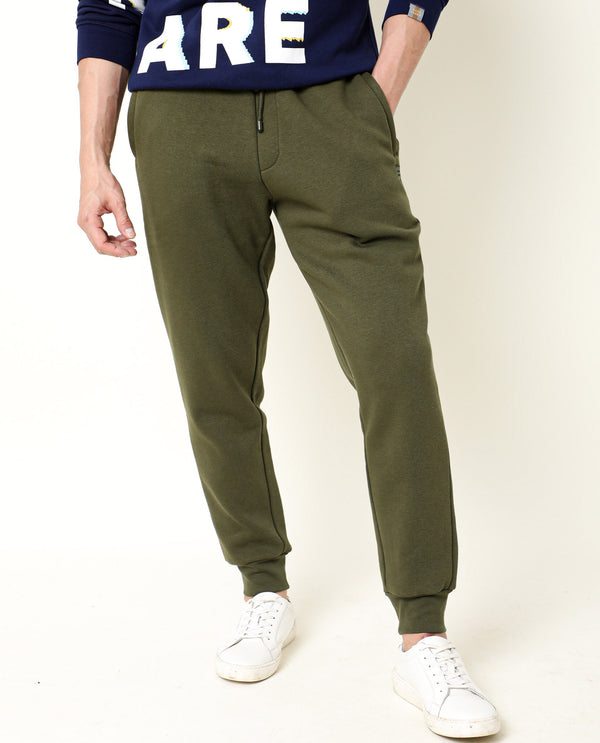 Rare Rabbit Men's Titan Light Green Cotton Polyester Fabric Relaxed Fit Mid Rise Knitted Track Pant
