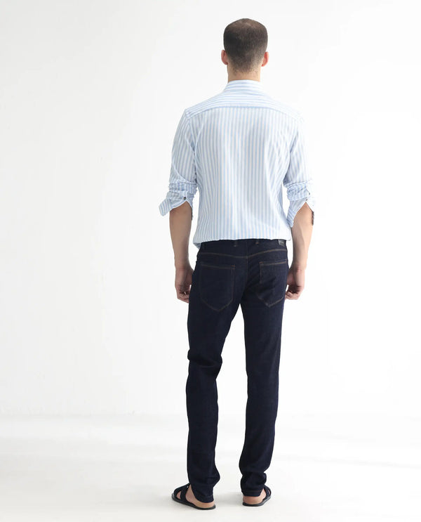 Rare Rabbit Men's Toledo Navy Dark Wash Mid-Rise Slim Fit Jeans