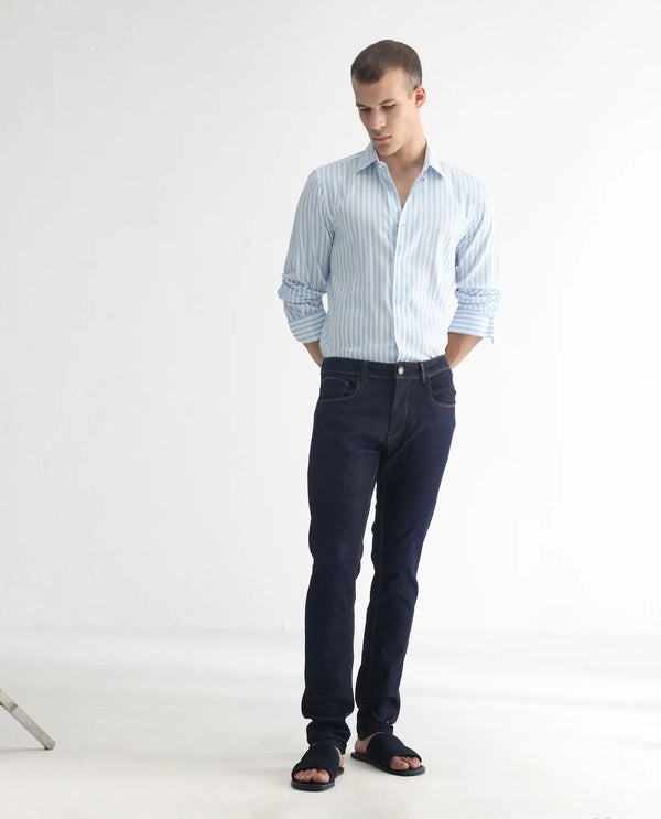 Rare Rabbit Men's Toledo Navy Dark Wash Mid-Rise Slim Fit Jeans