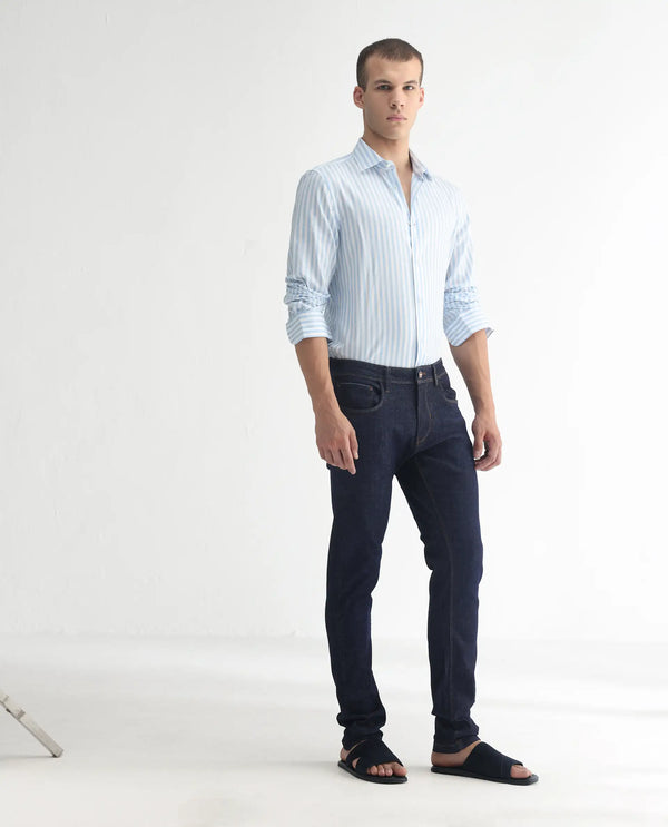 Rare Rabbit Men's Toledo Navy Dark Wash Mid-Rise Slim Fit Jeans