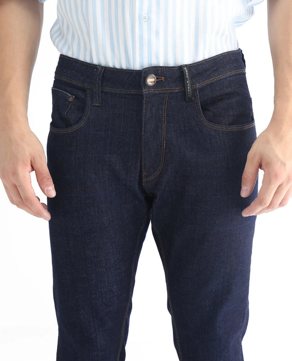 Rare Rabbit Men's Toledo Navy Dark Wash Mid-Rise Slim Fit Jeans