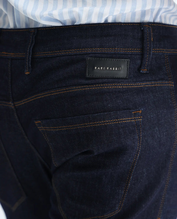 Rare Rabbit Men's Toledo Navy Dark Wash Mid-Rise Slim Fit Jeans