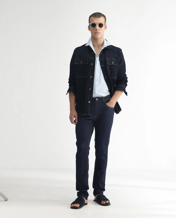 Rare Rabbit Men's Toledo Navy Dark Wash Mid-Rise Slim Fit Jeans