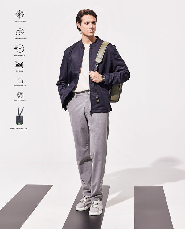 Rare Rabbit Men Travel-25 Grey Button And Zip Closure Plain Trouser