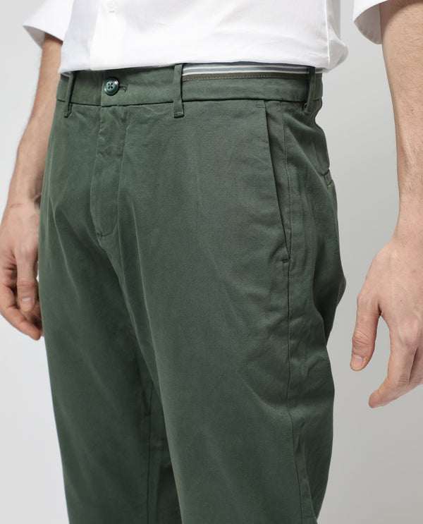 Rare Rabbit Mens Trello Green Cotton Lycra Solid Trouser