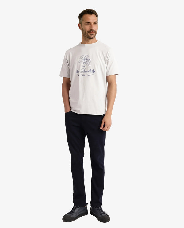Rare Rabbit Men Vin Dusky Grey Cotton Lycra Fabric Short Sleeve Crew Neck Regular Fit HD Print T-Shirt