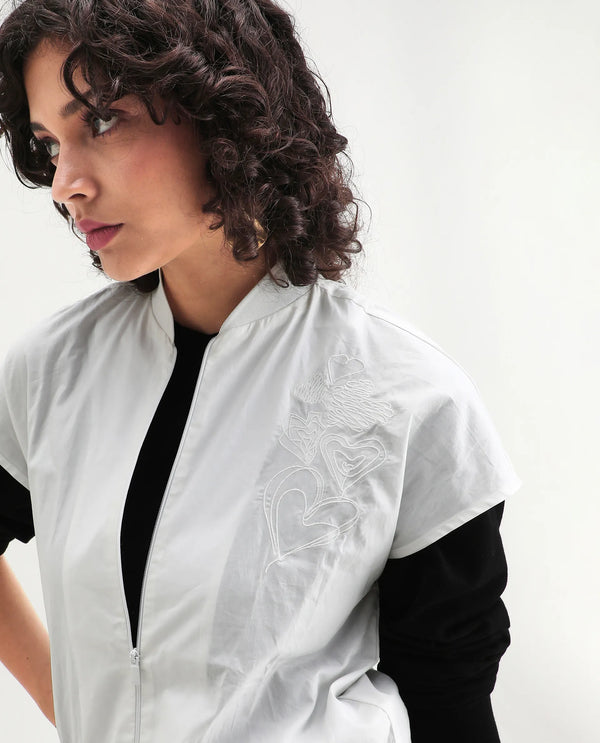 Rareism Women Viteri Primary White Extended Sleeves Placement Print Top