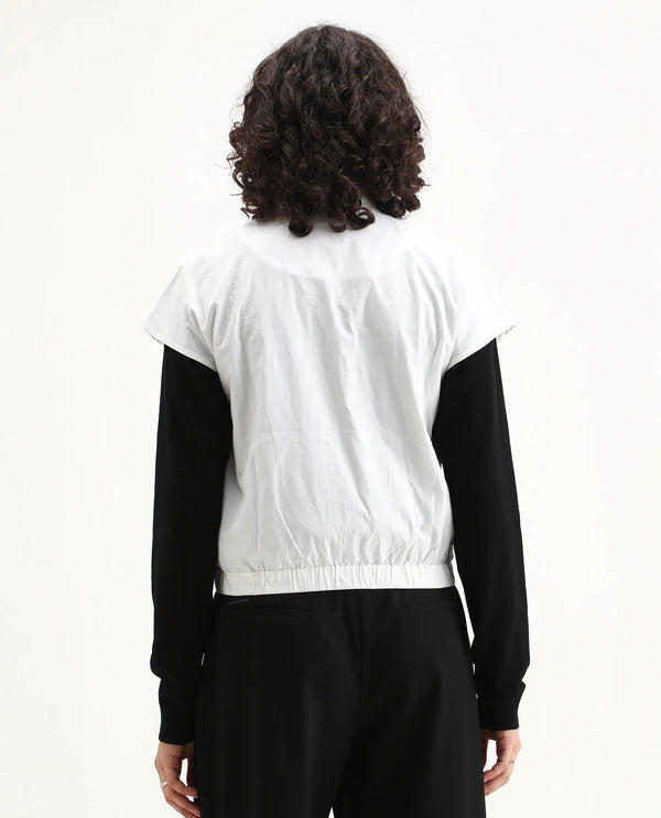Rareism Women Viteri Primary White Extended Sleeves Placement Print Top