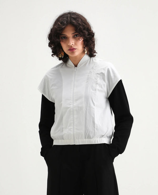 Rareism Women Viteri Primary White Extended Sleeves Placement Print Top