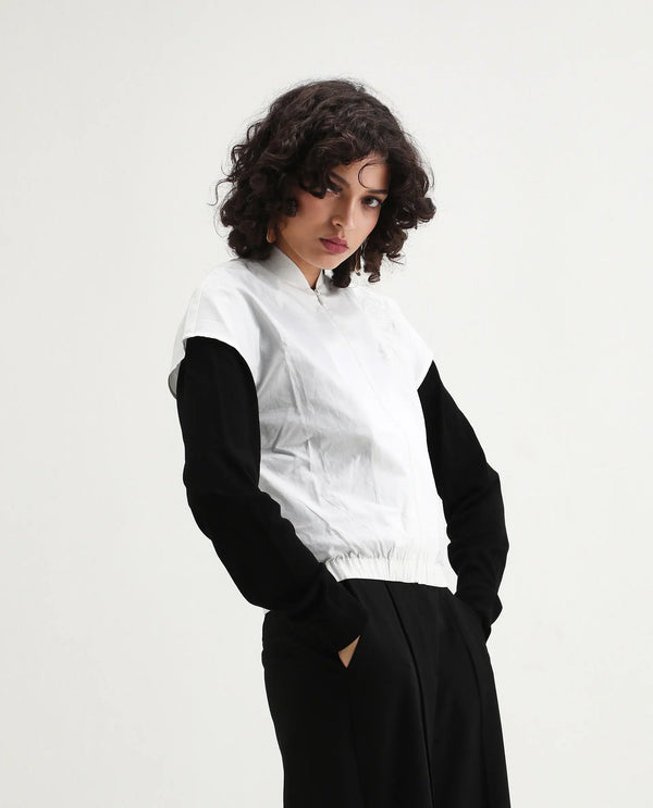 Rareism Women Viteri Primary White Extended Sleeves Placement Print Top
