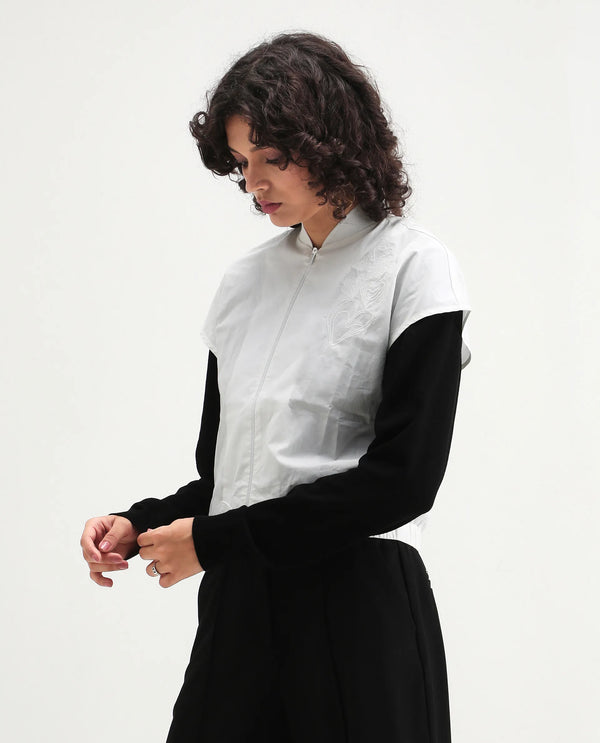 Rareism Women Viteri Primary White Extended Sleeves Placement Print Top