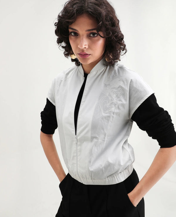 Rareism Women Viteri Primary White Extended Sleeves Placement Print Top