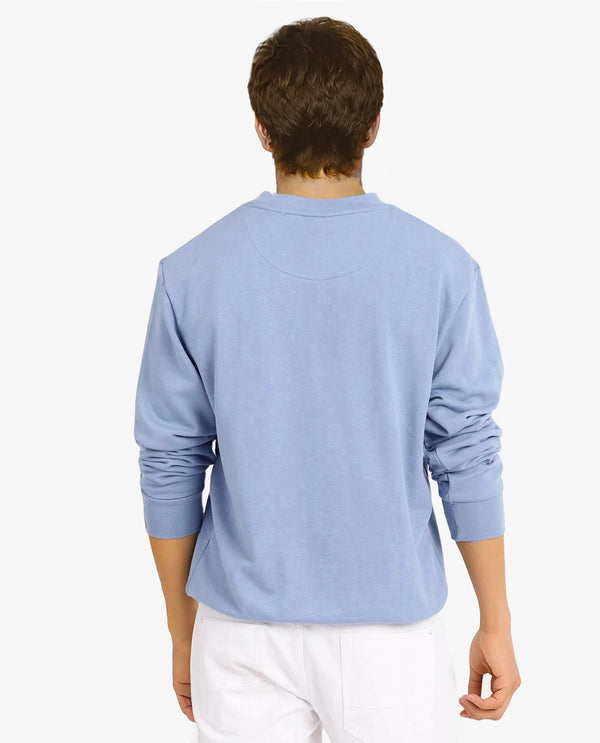 Rare Rabbit Men Wares Blue Lurex Full Sleeve Crew Neck Plain Embroidered Logo Sweatshirt