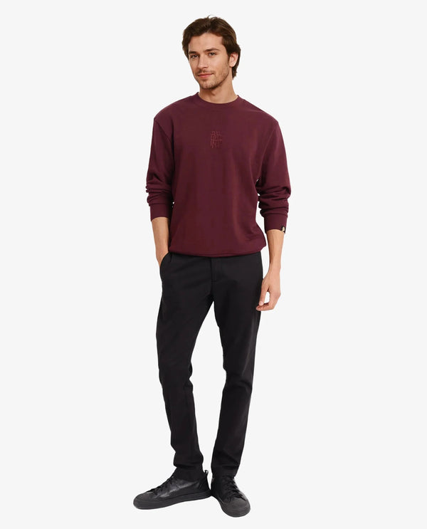 Rare Rabbit Men Wares Maroon Lurex Full Sleeve Crew Neck Plain Embroidered Logo Sweatshirt