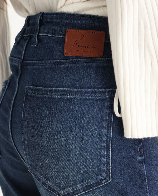 Rareism Women Winona Blue Cotton Fabric Plain Crop Flare Jeans