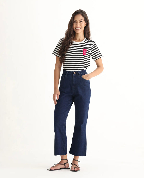 Rareism Women Winona Dark Blue Cotton Elastane Fabric Plain Jeans