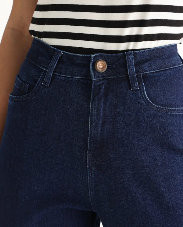 Rareism Women Winona Dark Blue Cotton Elastane Fabric Plain Jeans