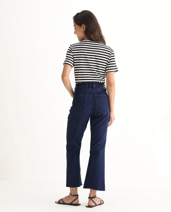 Rareism Women Winona Dark Blue Cotton Elastane Fabric Plain Jeans